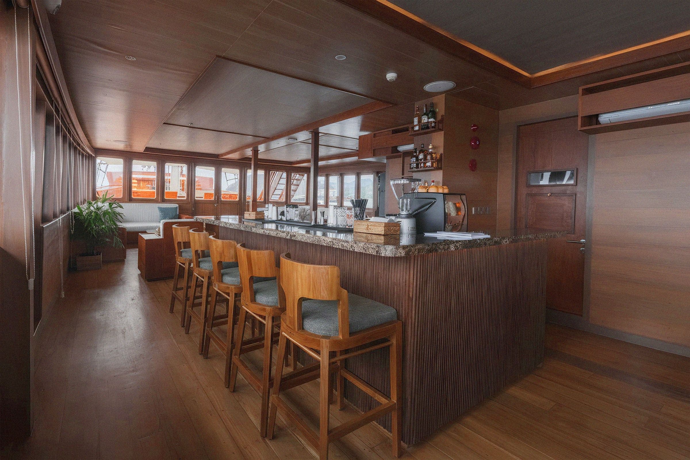 Dining and bar setting aboard Sanctuary
