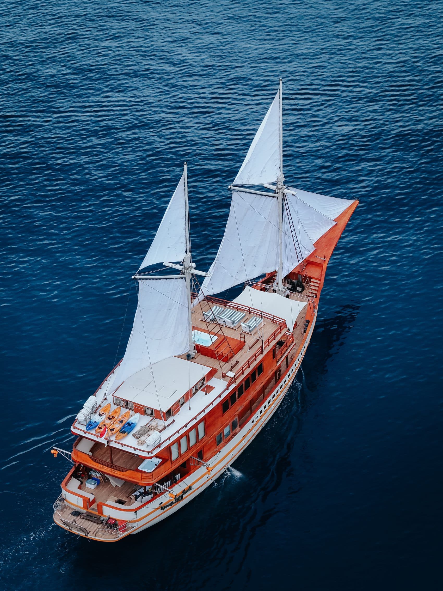 Phinisi sailing on open water